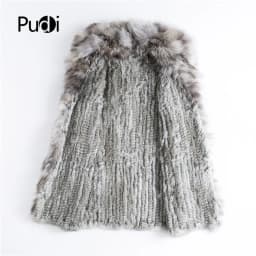 CT903 Pudi New Autumn Women Genuine Rabbit Fur Coat With Real Fox Collar Lady Casual Winter Jacket Trench
