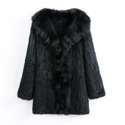CT903 Pudi New Autumn Women Genuine Rabbit Fur Coat With Real Fox Collar Lady Casual Winter Jacket Trench