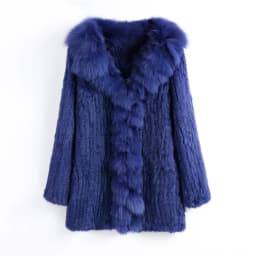 CT903 Pudi New Autumn Women Genuine Rabbit Fur Coat With Real Fox Collar Lady Casual Winter Jacket Trench