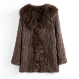 CT903 Pudi New Autumn Women Genuine Rabbit Fur Coat With Real Fox Collar Lady Casual Winter Jacket Trench