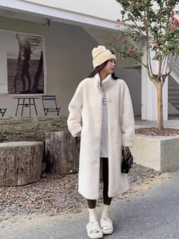 Women's Long Fur Coat European Mink Velvet Eco-friendly Fur Loose Warm Stand Collar Large Coat Simplicity Commute Style