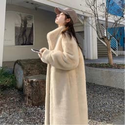 Women's Long Fur Coat European Mink Velvet Eco-friendly Fur Loose Warm Stand Collar Large Coat Simplicity Commute Style