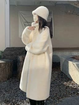 Women's Long Fur Coat European Mink Velvet Eco-friendly Fur Loose Warm Stand Collar Large Coat Simplicity Commute Style