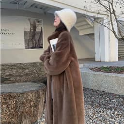 Women's Long Fur Coat European Mink Velvet Eco-friendly Fur Loose Warm Stand Collar Large Coat Simplicity Commute Style