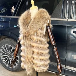 Women Knitted Handmade Real Rabbit Fur Vest Gilet Sleeveless Garment Waistcoat Female Natural Raccoon Fur Coat Jacket