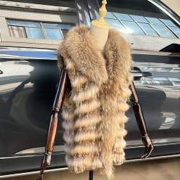 Women Knitted Handmade Real Rabbit Fur Vest Gilet Sleeveless Garment Waistcoat Female Natural Raccoon Fur Coat Jacket