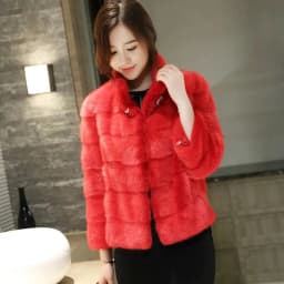 Women's Real Mink Fur Jacket Short Coat European Street Style Warm Casual Fashion Ladies Outerwear