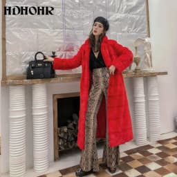 HDHOHR 2026 Real Whole Mink Fur X-Long Coat Factory Direct Sale Winter Slim Warm Female Mink Fur Long Turn-down Collar Jacket