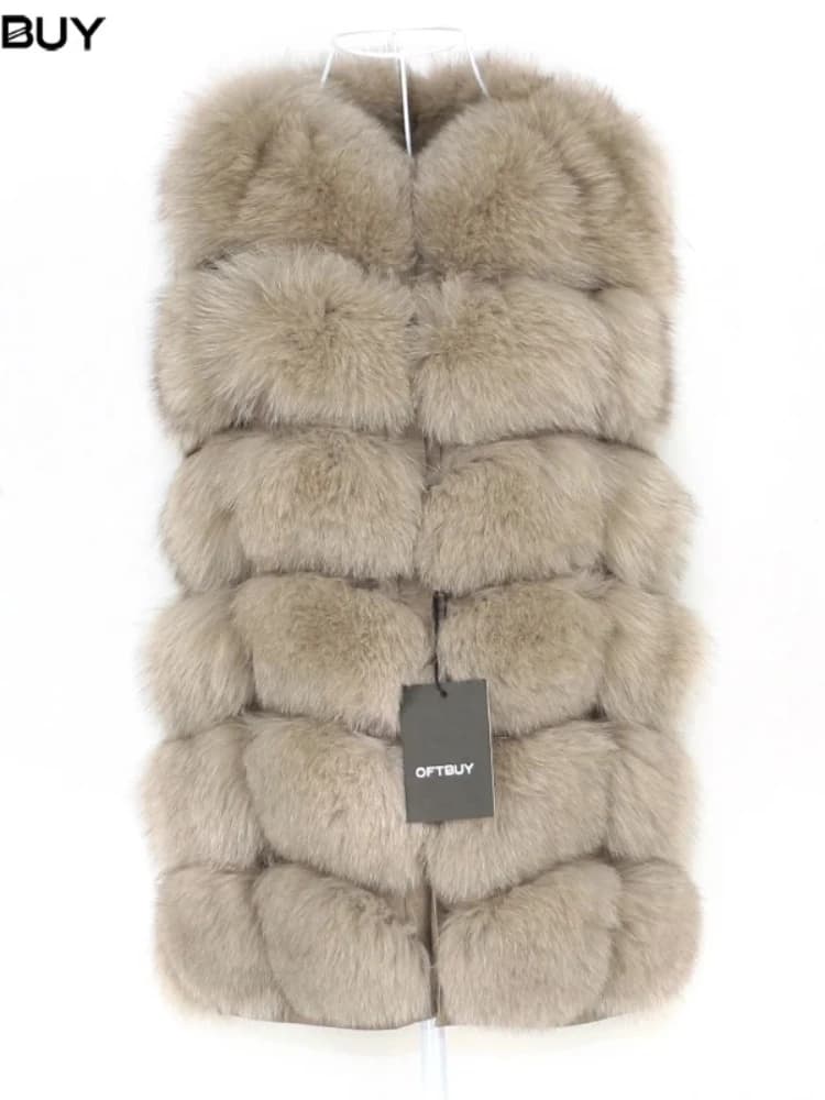 OFTBUY Spring Real Fox Fur Vest Women Sleeveless Winter Jacket Gilet Natural Fur Coat Bodywarmer Waistcoat Thick Warm Streetwear