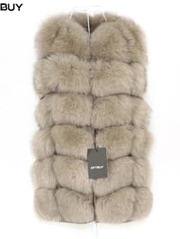 OFTBUY Spring Real Fox Fur Vest Women Sleeveless Winter Jacket Gilet Natural Fur Coat Bodywarmer Waistcoat Thick Warm Streetwear