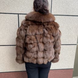 HUA QIU MEI SI Women's Natural Fox Fur Jacket with Fox Collar for Winter Warmth, Short Style Real Fox Fur Leather Jacket