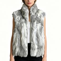 New Arrival Women's Real Rabbit Fur Vest Zipper Fur Vest Lady Female Winter Vest Vintage Dropshipping Top NZ400
