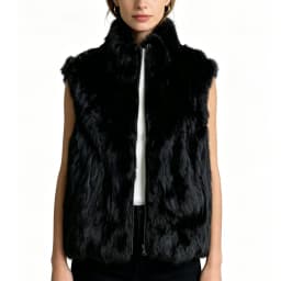 New Arrival Women's Real Rabbit Fur Vest Zipper Fur Vest Lady Female Winter Vest Vintage Dropshipping Top NZ400