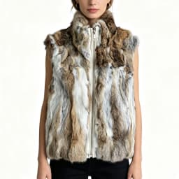 New Arrival Women's Real Rabbit Fur Vest Zipper Fur Vest Lady Female Winter Vest Vintage Dropshipping Top NZ400