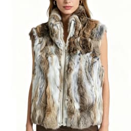 New Arrival Women's Real Rabbit Fur Vest Zipper Fur Vest Lady Female Winter Vest Vintage Dropshipping Top NZ400