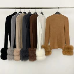Slim Fit Half Turtleneck Top Clothes Female Women's Knit Sweater with Detachable Cuffs Fox Fur Warm Winter Layering Piece