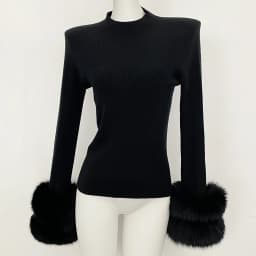 Slim Fit Half Turtleneck Top Clothes Female Women's Knit Sweater with Detachable Cuffs Fox Fur Warm Winter Layering Piece