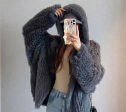 Real fur knitted Genuine Rabbit fur coat women fashion long rabbit fur jacket Outwear winter fur coat