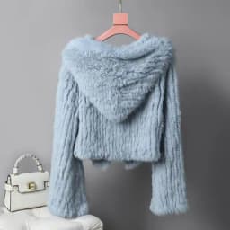 Real fur knitted Genuine Rabbit fur coat women fashion long rabbit fur jacket Outwear winter fur coat