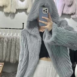 Real fur knitted Genuine Rabbit fur coat women fashion long rabbit fur jacket Outwear winter fur coat
