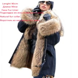2026 New Winter Jacket Women X-Long Parka Waterproof Big Natural Raccoon Fur Collar Hood Real Fur Coat Thick Warm Real Fox Fur