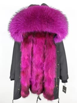 Real Fur Coat Winter Jacket Women Long Parka Waterproof Big Natural Raccoon Fur Collar Hood Thick Warm Real Fox Fur Liner coat