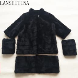2021 Russian Woman 100% Real Mink Fur Coat Genuine Leather Coat Winter Warm Natural Fur Jacket Long Sleeve Stand-up Collar