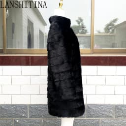 2021 Russian Woman 100% Real Mink Fur Coat Genuine Leather Coat Winter Warm Natural Fur Jacket Long Sleeve Stand-up Collar