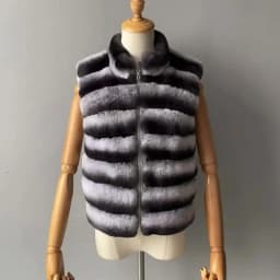 Jaxmonoy Natural Rabbit Fur Coat for Women Winter Real Rex Rabbit Fur Vest Ladies Fashion Patchwork Wool Blend Waistcoat Fall