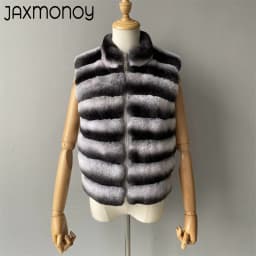 Jaxmonoy Natural Rabbit Fur Coat for Women Winter Real Rex Rabbit Fur Vest Ladies Fashion Patchwork Wool Blend Waistcoat Fall