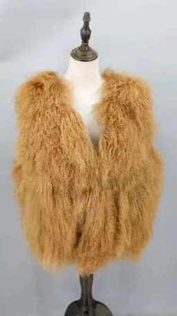 Lady Real Mongolian Sheep Fur Vest Thick Warm Winter Sleeveless Jacket Length 62 cm 250801