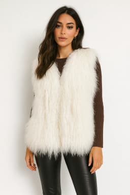 Lady Real Mongolian Sheep Fur Vest Thick Warm Winter Sleeveless Jacket Length 62 cm 250801