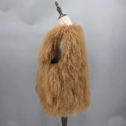 Lady Real Mongolian Sheep Fur Vest Thick Warm Winter Sleeveless Jacket Length 62 cm 250801
