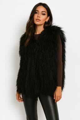 Lady Real Mongolian Sheep Fur Vest Thick Warm Winter Sleeveless Jacket Length 62 cm 250801