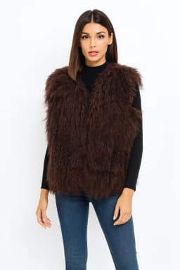 Lady Real Mongolian Sheep Fur Vest Thick Warm Winter Sleeveless Jacket Length 62 cm 250801