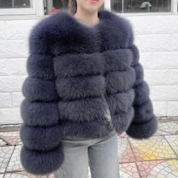 QUEENTINA 50cm Real Fox Fur Coat Women'S New Fashion Winter Furry 2025 Leather And Skin White Clothing Natural New & Jackets