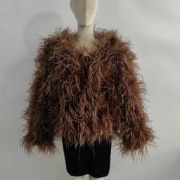 Winter True Ostrich Hair Jacket Casual Long Sleeve Imported Fur Jacket Women's Warm Jacket Size Customizable