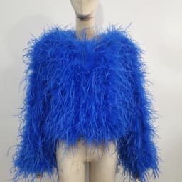 Winter True Ostrich Hair Jacket Casual Long Sleeve Imported Fur Jacket Women's Warm Jacket Size Customizable