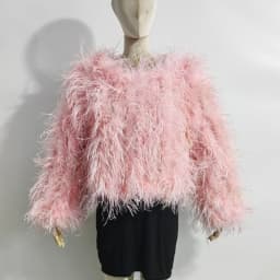 Winter True Ostrich Hair Jacket Casual Long Sleeve Imported Fur Jacket Women's Warm Jacket Size Customizable