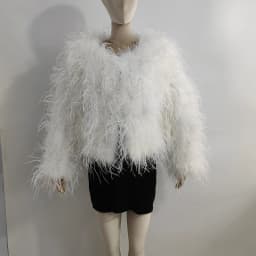 Winter True Ostrich Hair Jacket Casual Long Sleeve Imported Fur Jacket Women's Warm Jacket Size Customizable