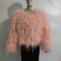 Winter True Ostrich Hair Jacket Casual Long Sleeve Imported Fur Jacket Women's Warm Jacket Size Customizable