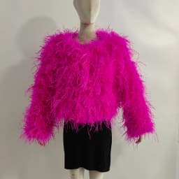 Winter True Ostrich Hair Jacket Casual Long Sleeve Imported Fur Jacket Women's Warm Jacket Size Customizable