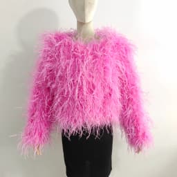 Winter True Ostrich Hair Jacket Casual Long Sleeve Imported Fur Jacket Women's Warm Jacket Size Customizable