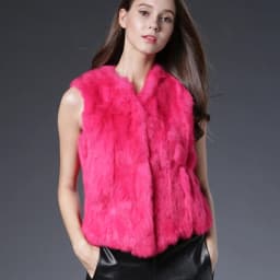 Fancy Rani Real Rabbit Fur Vest Short Natural Jacket For Women Fashion Leather Autumn Winter Spring Outwear High Quality