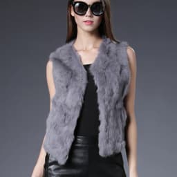 Fancy Rani Real Rabbit Fur Vest Short Natural Jacket For Women Fashion Leather Autumn Winter Spring Outwear High Quality