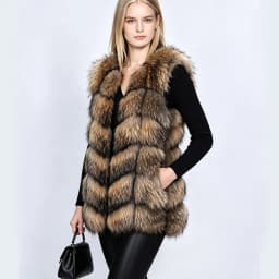 Maomaokong Natural Raccoon Real Fur Coat Ladies Waistcoat Fur Mid-length Winter Warm Real Fur Coat Luxury Women Coat Top Vest