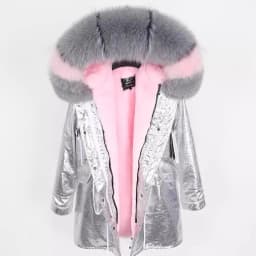 Maomaokong Women Parkas Real Natural Fur Winter Parka Raccoon Fur Collar Fox Inner Fur Liner Jacket Women's Jacket Fur Coat