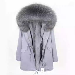 Maomaokong Women Parkas Real Natural Fur Winter Parka Raccoon Fur Collar Fox Inner Fur Liner Jacket Women's Jacket Fur Coat