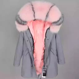 Maomaokong Women Parkas Real Natural Fur Winter Parka Raccoon Fur Collar Fox Inner Fur Liner Jacket Women's Jacket Fur Coat