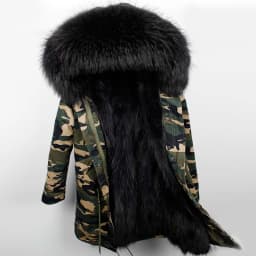 Maomaokong Women Parkas Real Natural Fur Winter Parka Raccoon Fur Collar Fox Inner Fur Liner Jacket Women's Jacket Fur Coat